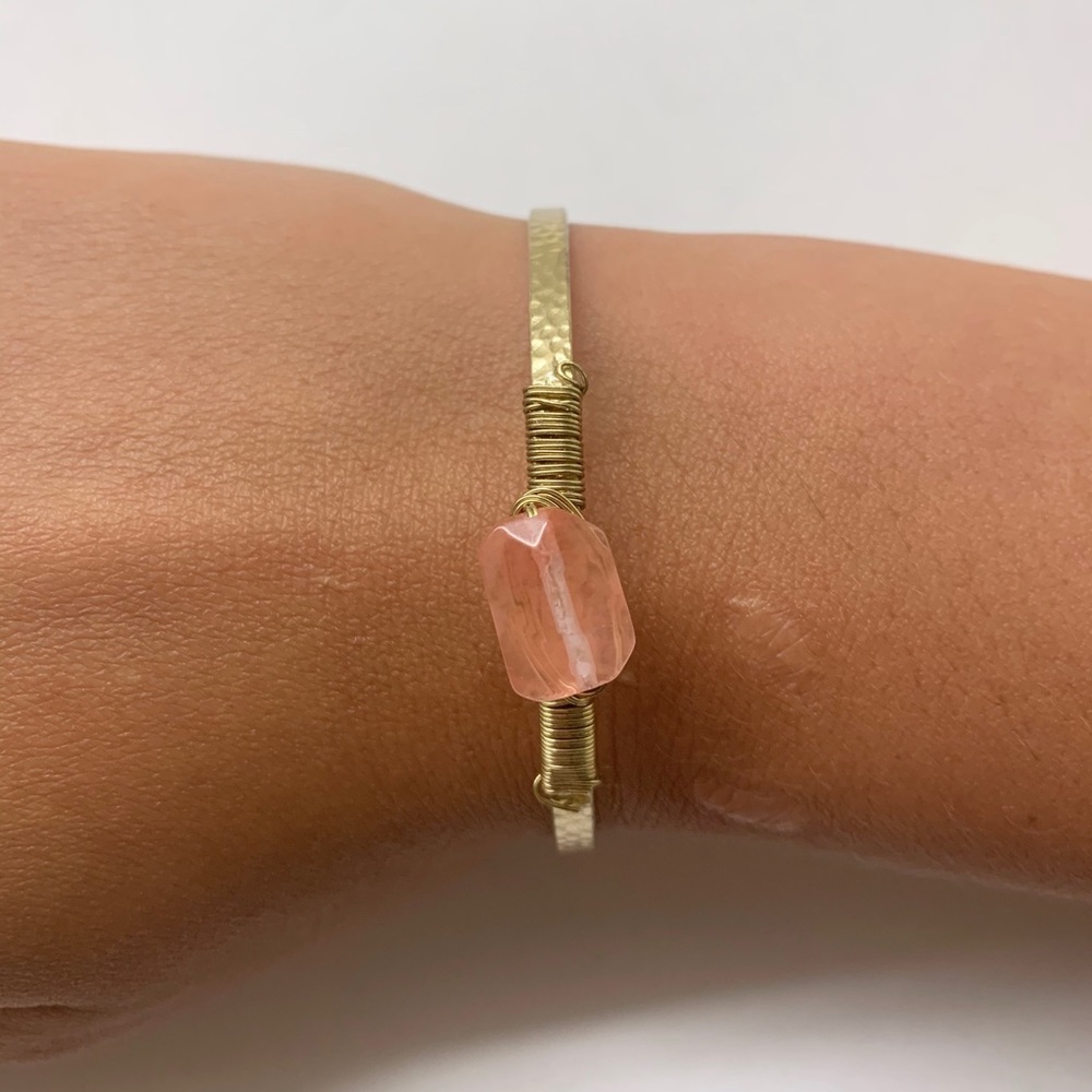 Gold Bracelet with Pink Stone